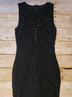 Black Lace-Up Sleeveless Bodycon Dress - Women
